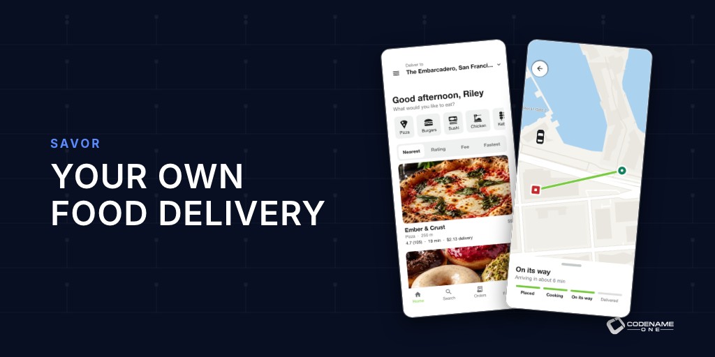 Savor, a food delivery app built with Codename One